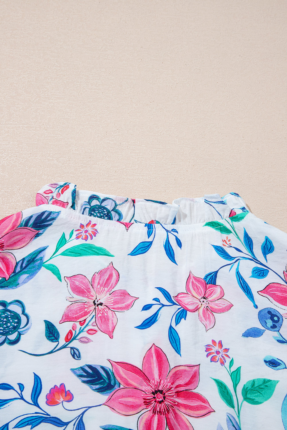 Pink Floral Print Lace Detail Button-up Long Sleeve Shirt - eAura