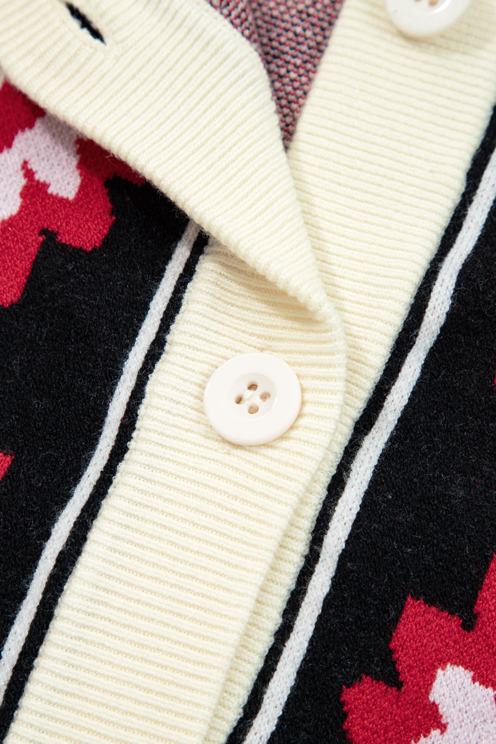 Floral Print Buttoned Front V-Neck Knit Cardigan - eAura