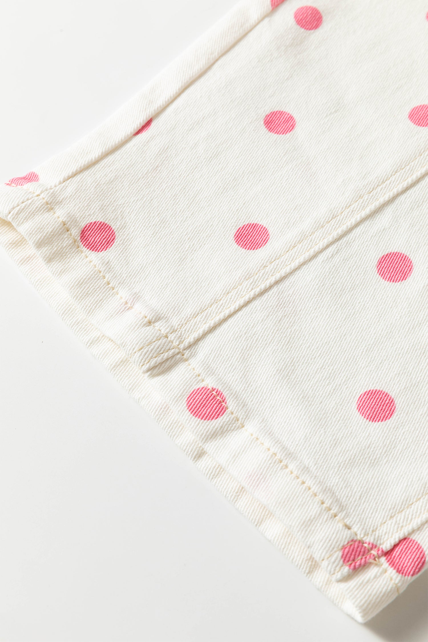 Polka Dot Print Seam Detail Barrel Jeans – Pink