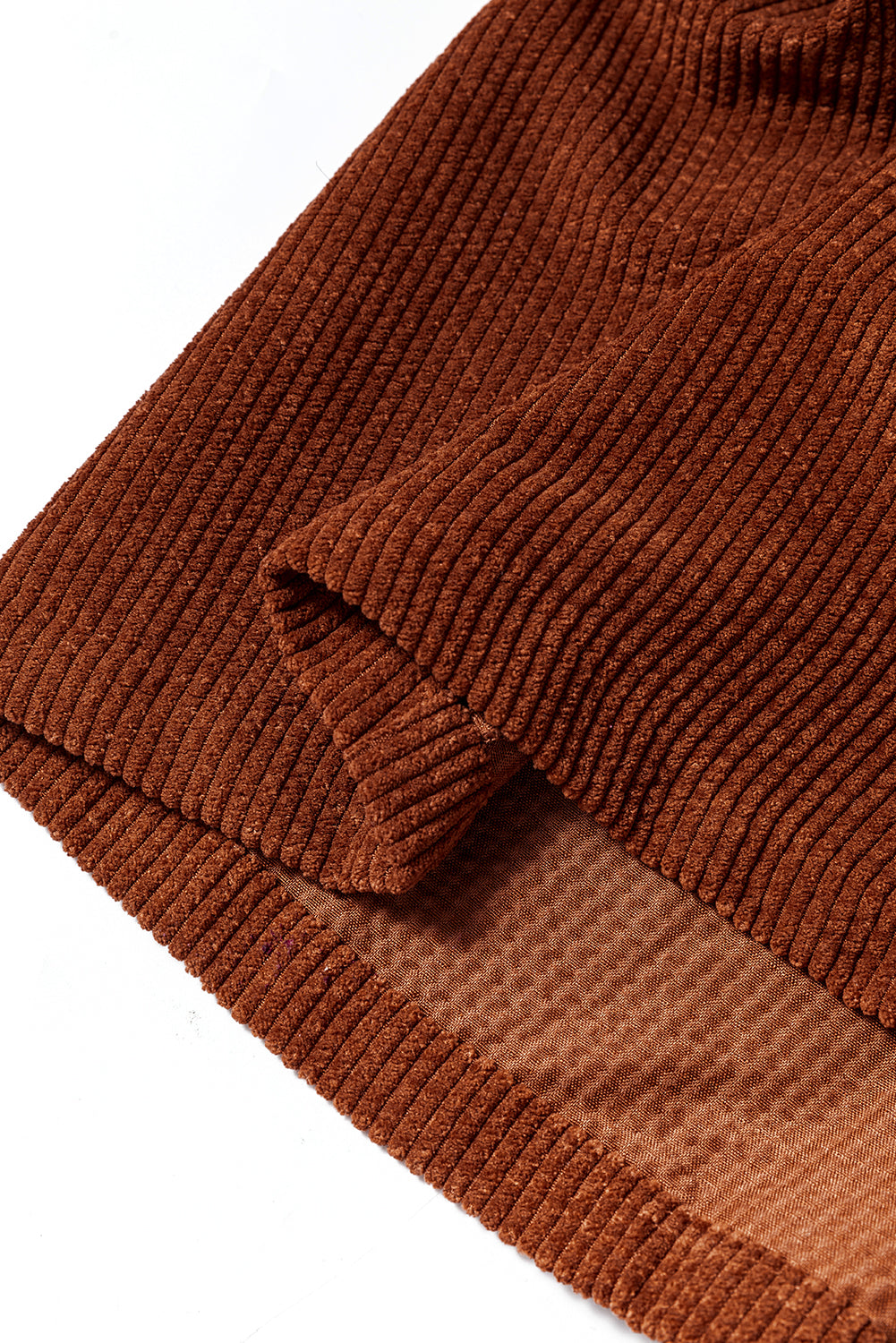 Coffee Textured Corduroy Puff Sleeve Shacket eAura