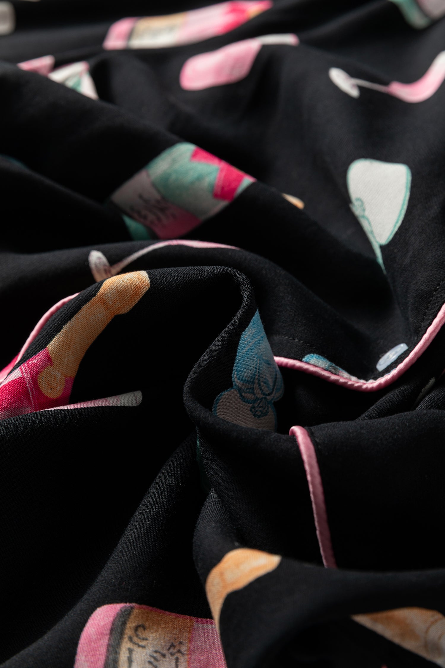 White Christmas Wine Glass Print Bow Knot Two Piece Pyjama Set - eAura