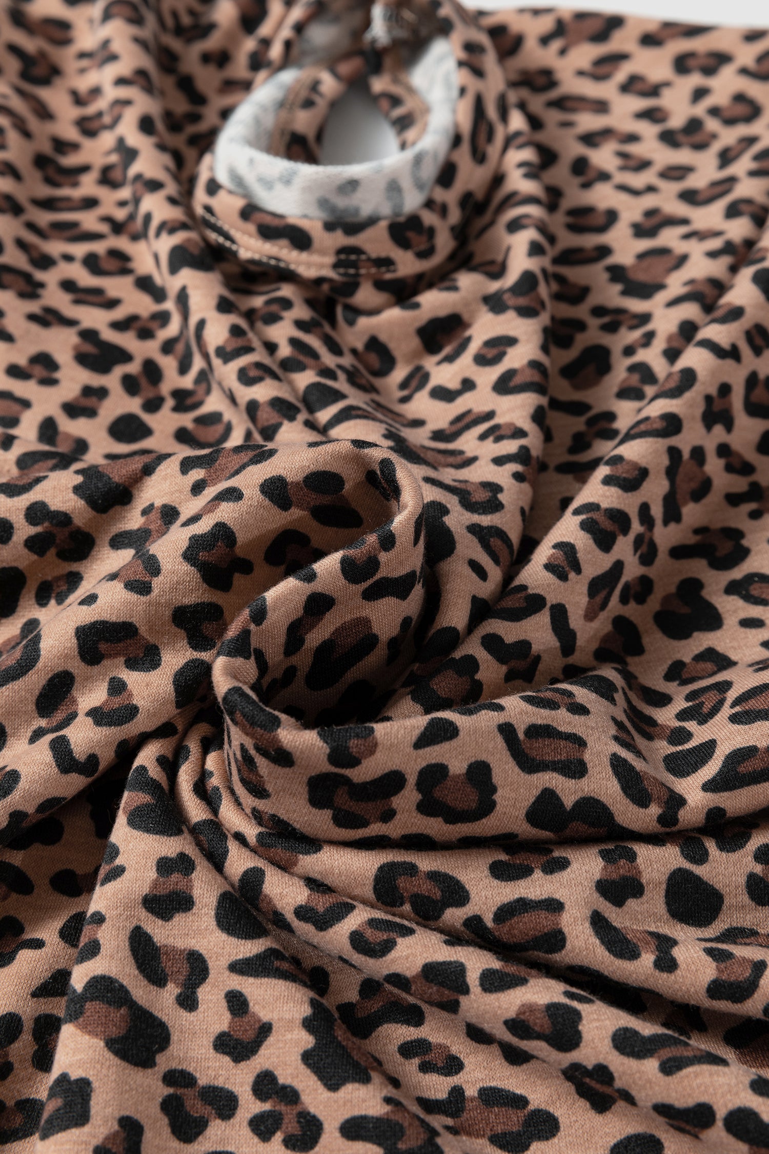 Leopard Print High-Low Tee & Wide Leg Pants Set – Brown
