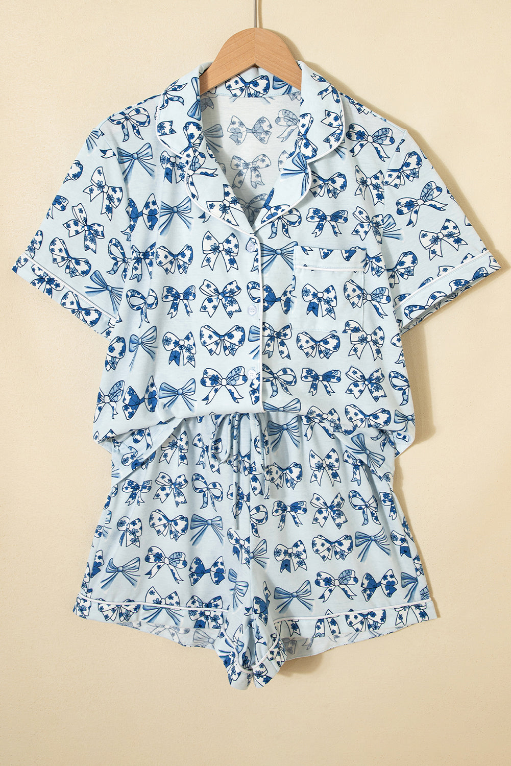Cherry/Bow Print Short Pajama Set – Pink
