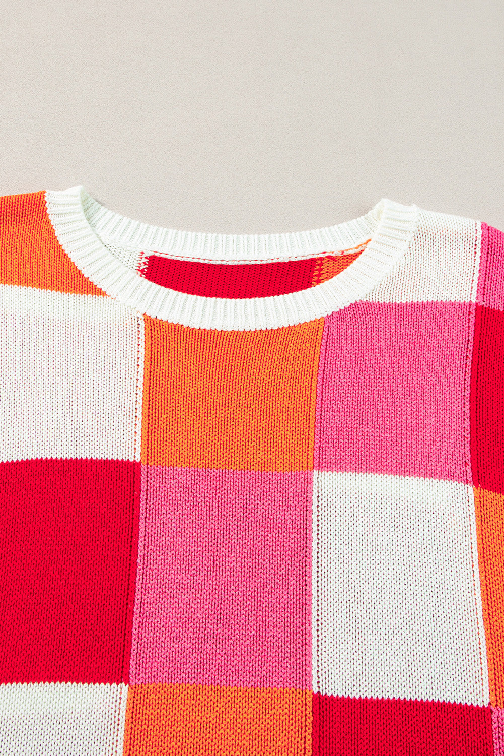 Grapefruit Orange Colour Block Cap Sleeve Sweater eAura