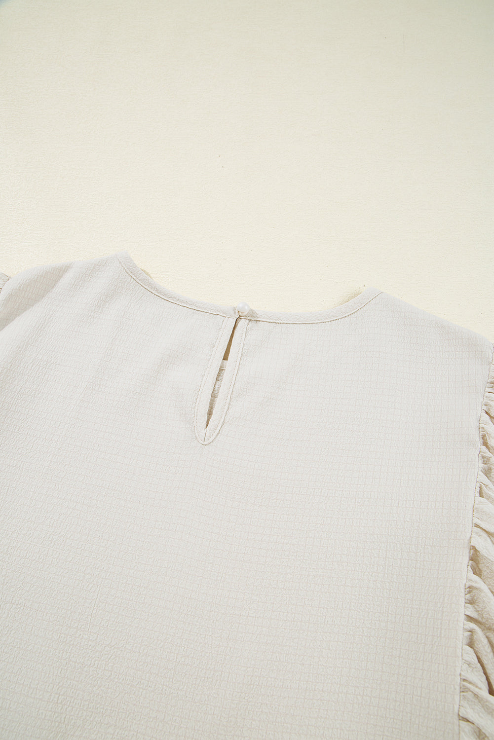 White Textured Ruffled Puff Sleeve Oversized Dress eAura