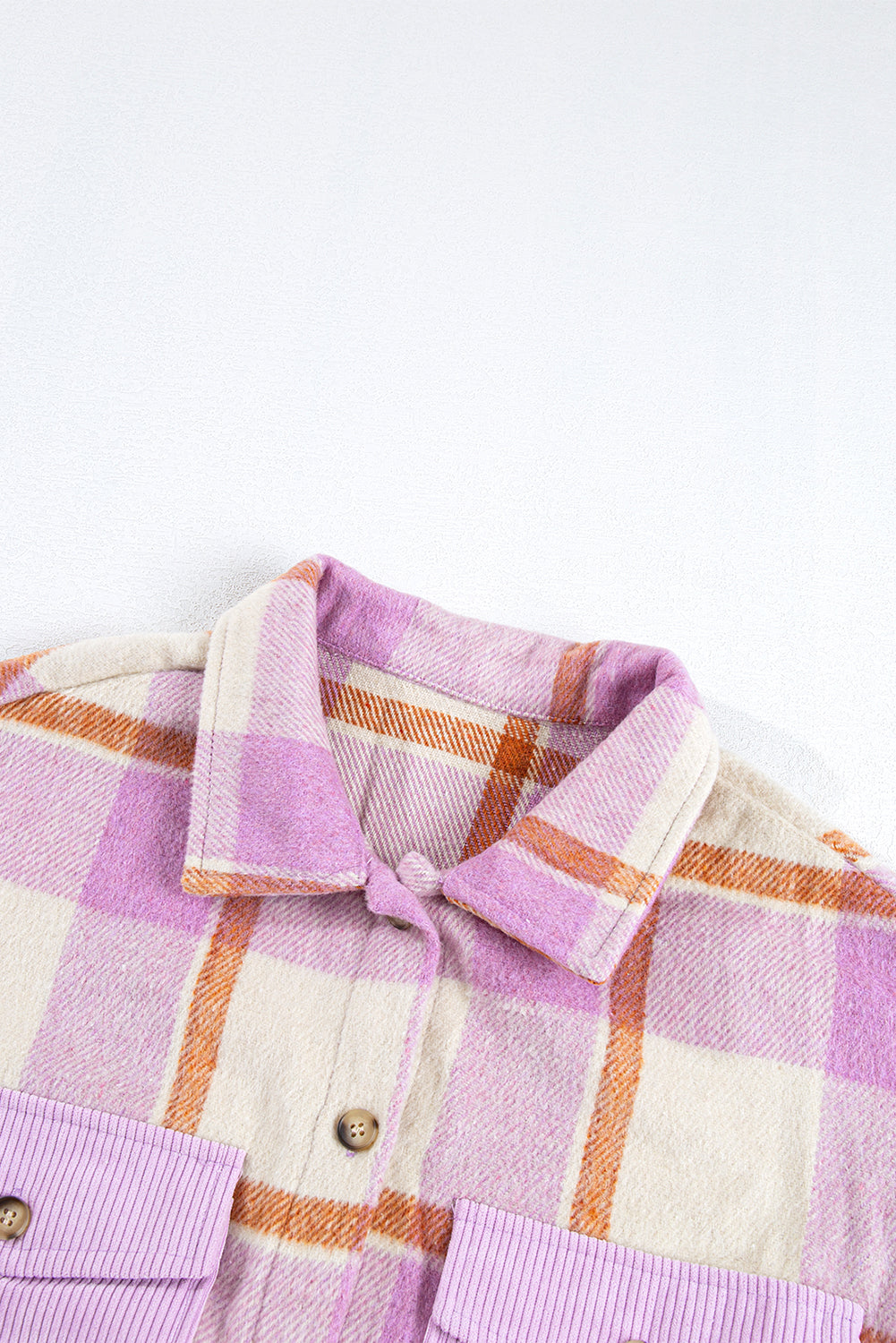 Purple Corduroy Pockets Brushed Checkered Shacket Beagle Boutique Fashion Outlet