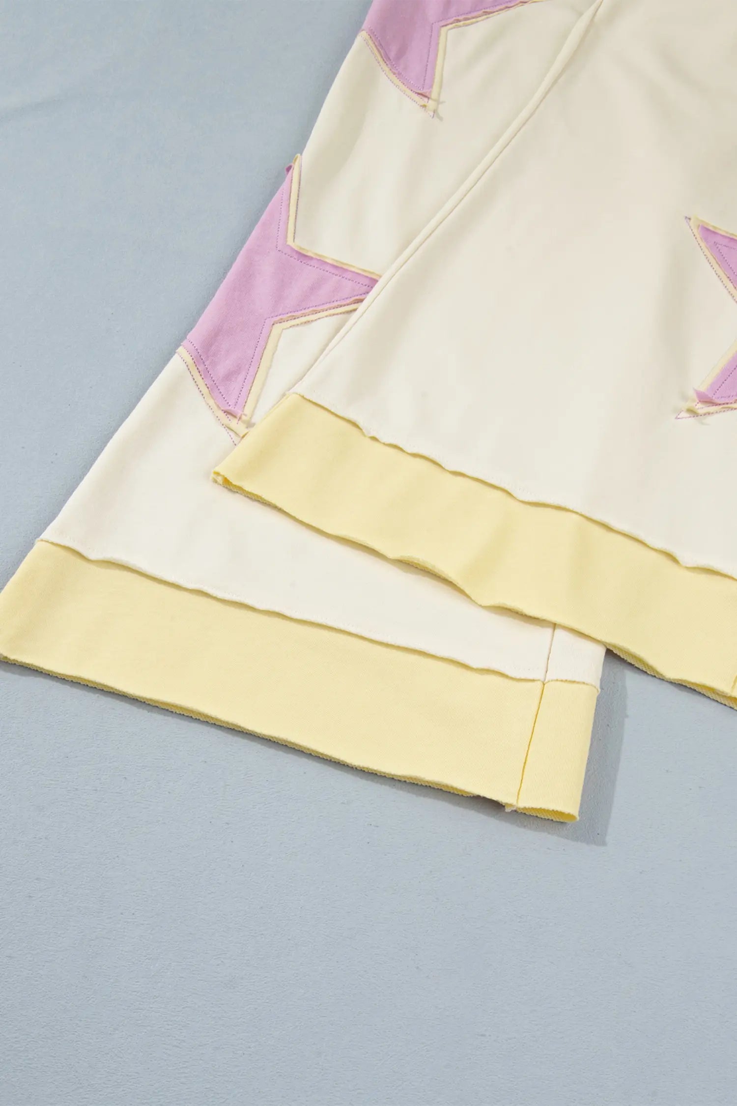 White Summer Color-Blocked Star Patchwork Pants