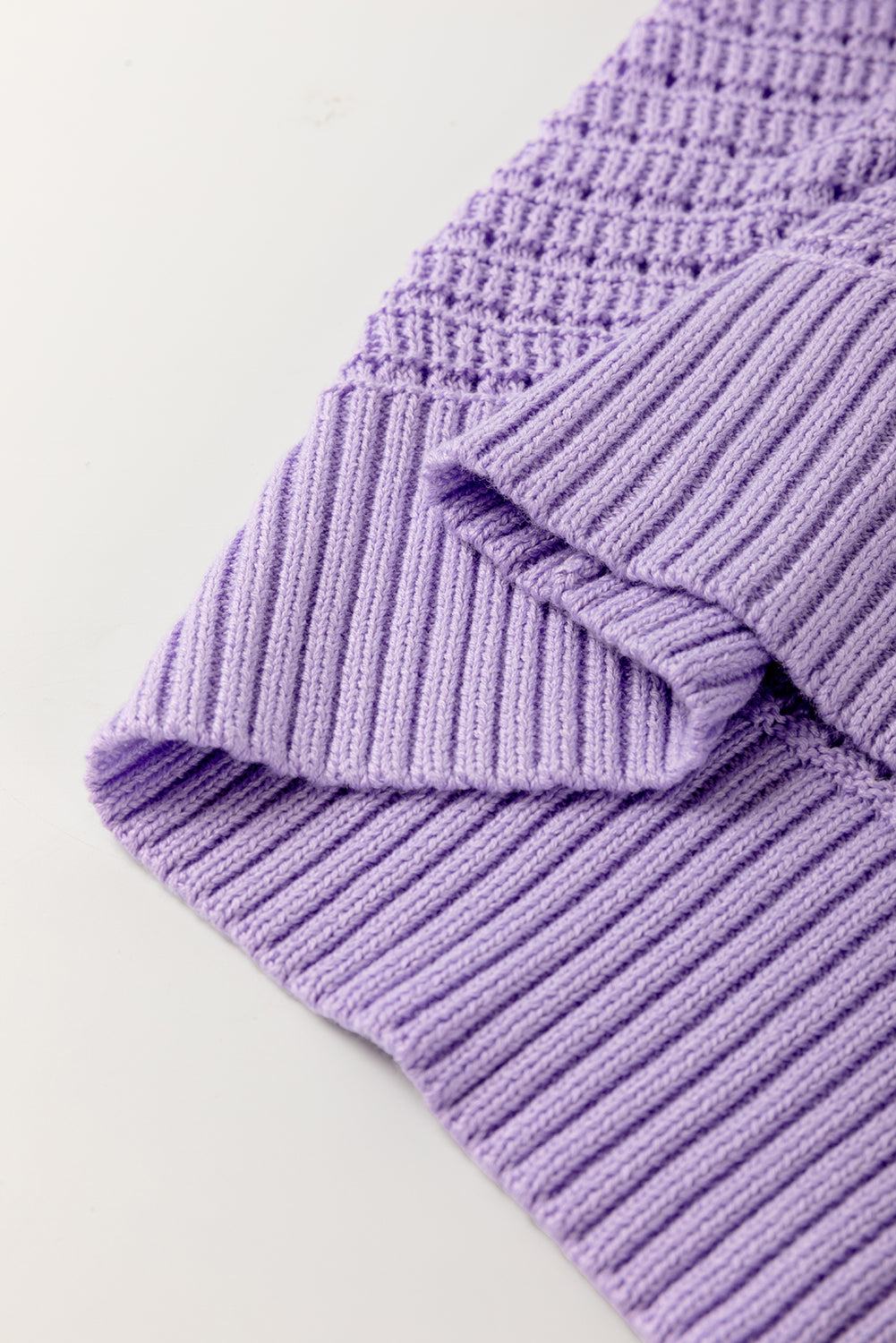 Pointelle knit Ribbed Trim Short Sleeve Sweater eAura