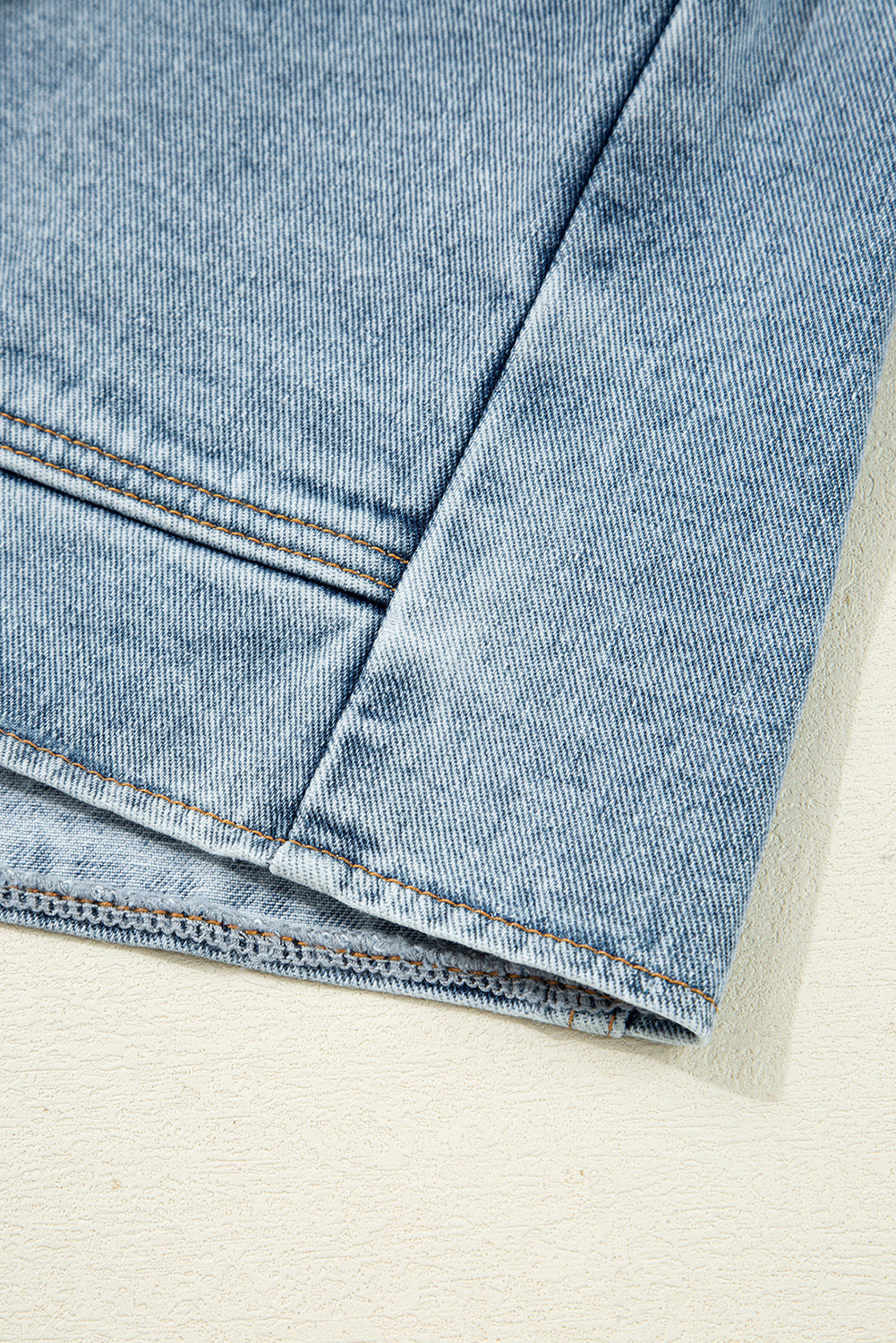 Scallop Trim Collar Patched Pocket Button Up Denim Jacket eAura