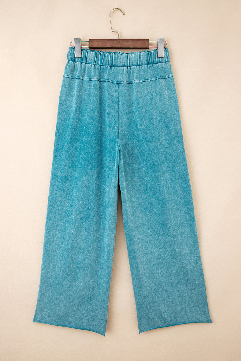 Mineral Wash High Waist Raw Hem Patched Trousers eAura