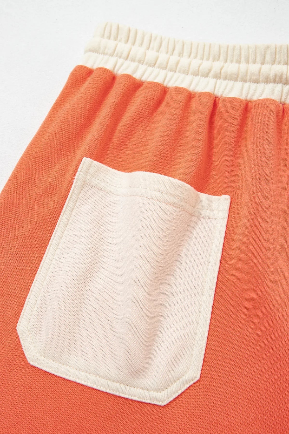 Raw Seam Colourblock Wide Leg Ankle Length Casual Pants – Fiery Red