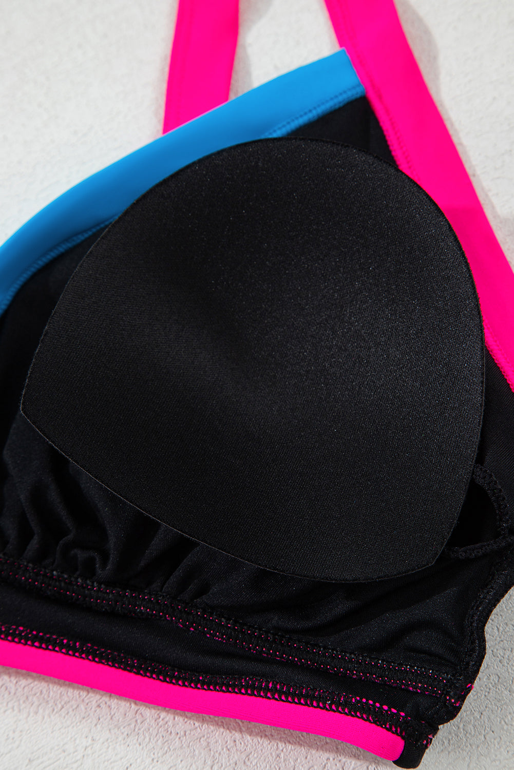 Black Colour Block Drawstring Side V Neck High Waist Bikini Set eAura