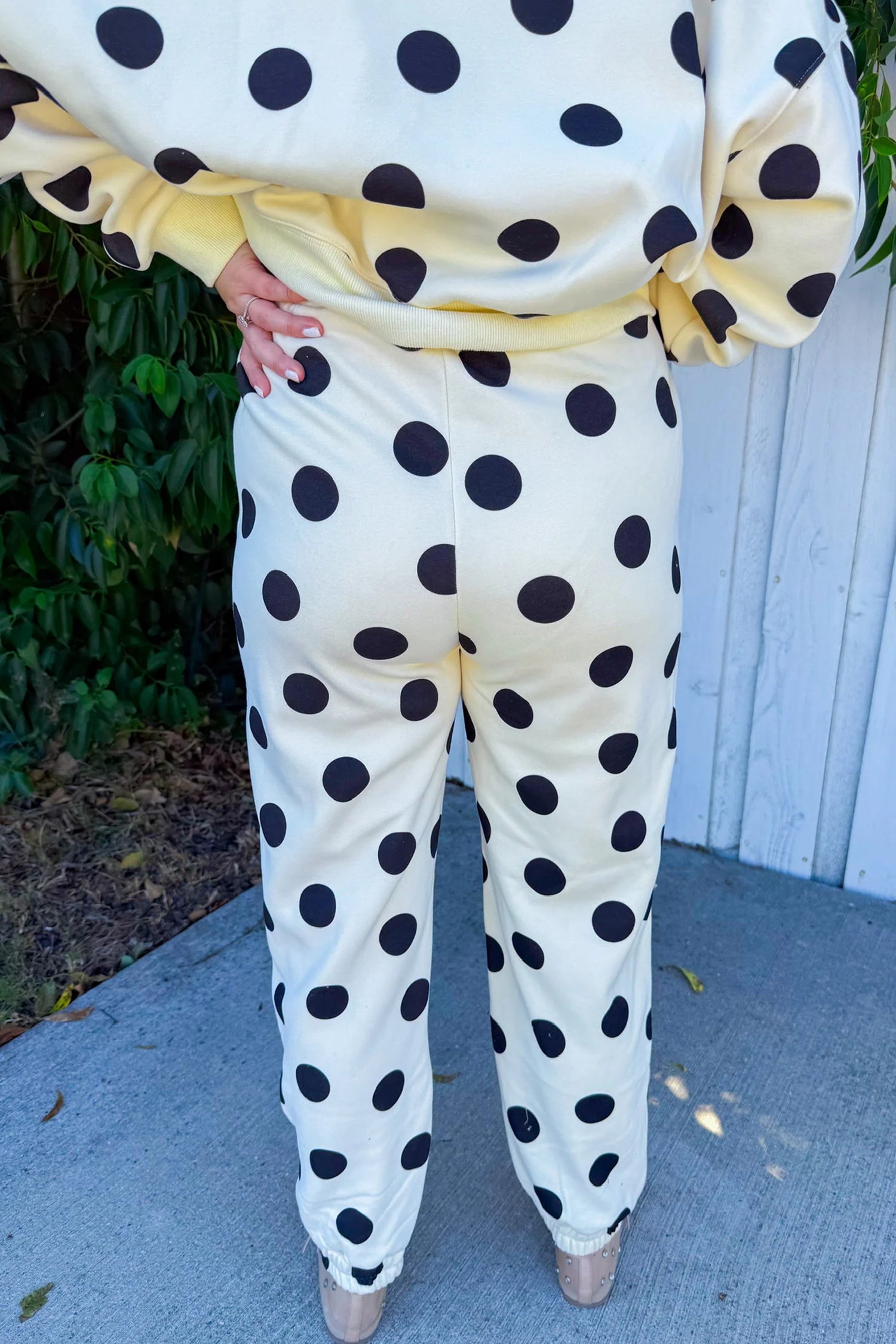 Polka Dot Print Drop Shoulder Pullover Drawstring Jogger Pant Co-ord Set