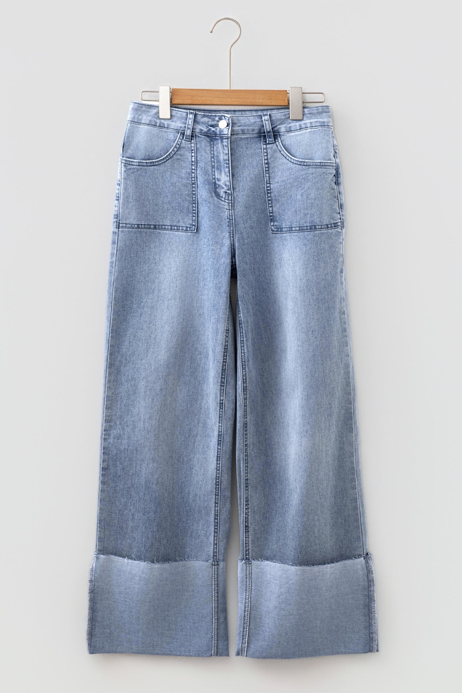 Turn-up Cuffs Loose Jeans – Beau Blue
