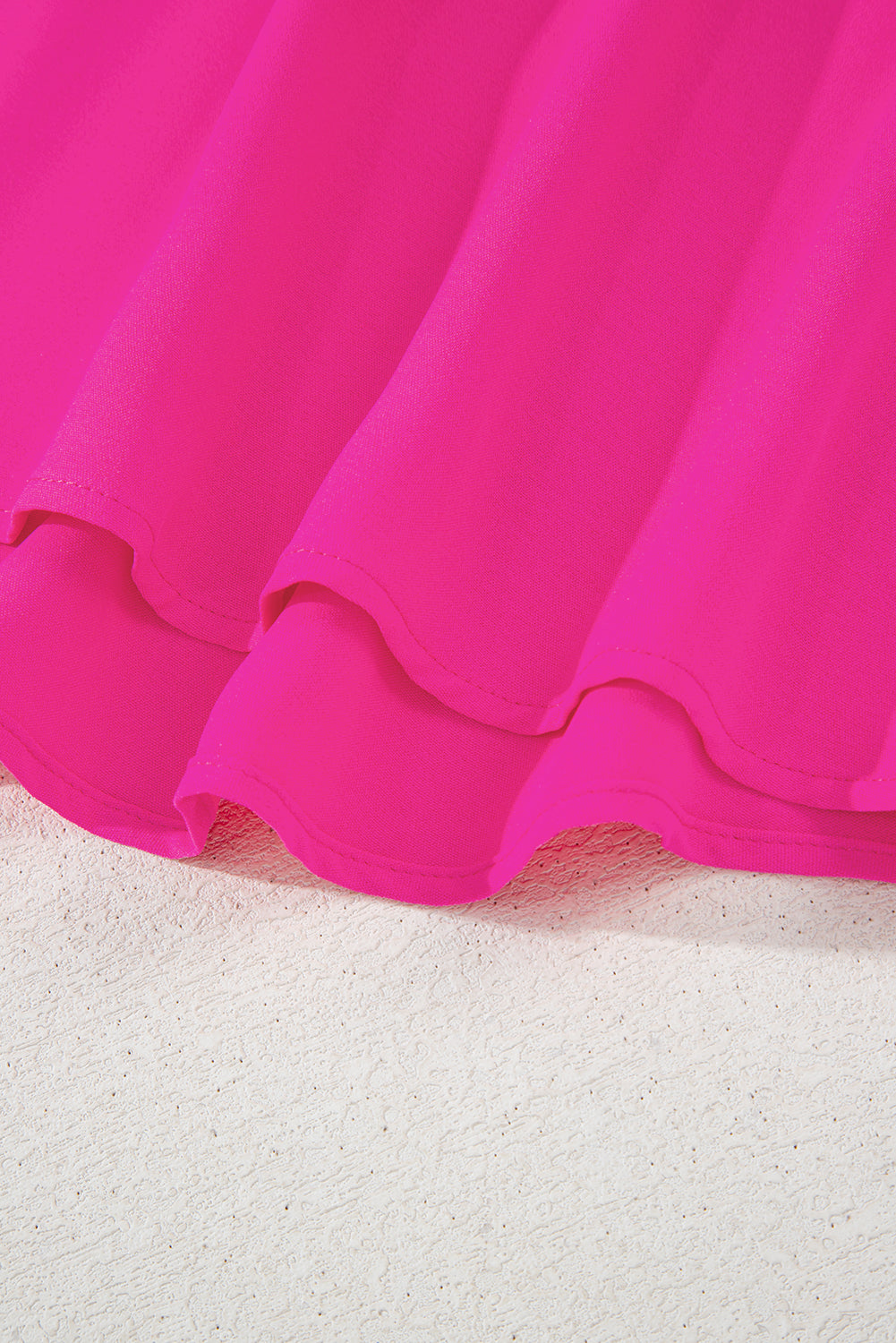 Bright Pink Seamed Back High Low Hem V Neck Cuffed Sleeve Plus Size Tee BB Fashion Outlet