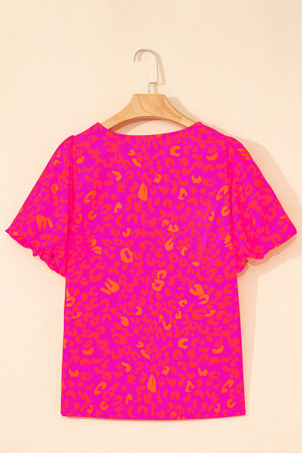 Rose Leopard Printed Puff Sleeve Top eAura