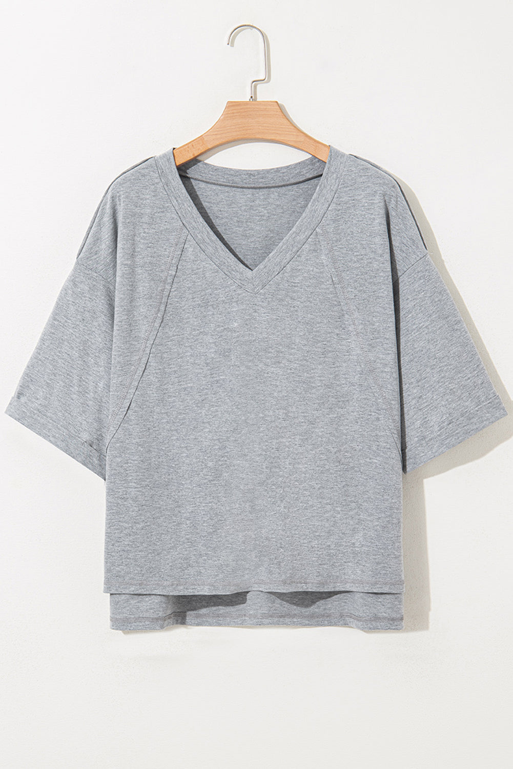 High Raglan Half Sleeve V Neck Oversized T Shirt eAura