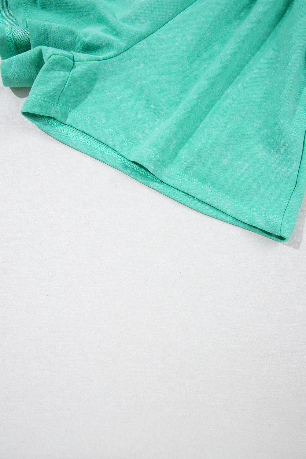 Sea Green Mineral Wash Drawstring Waist Hollow Out Back Short Sleeve Romper eAura