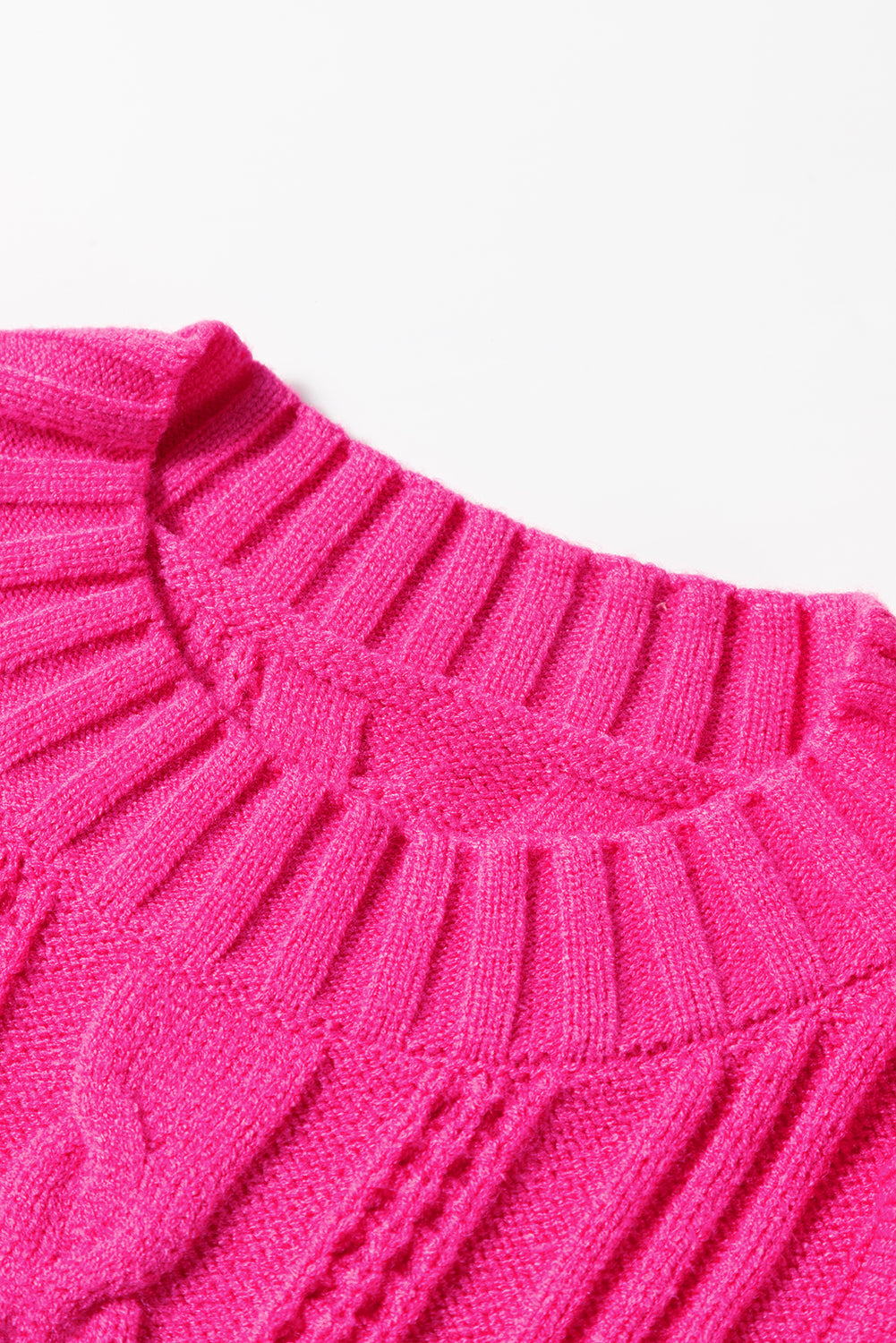 Strawberry Pink Textured Knit Ruffled Mock Neck Sweater Tank eAura