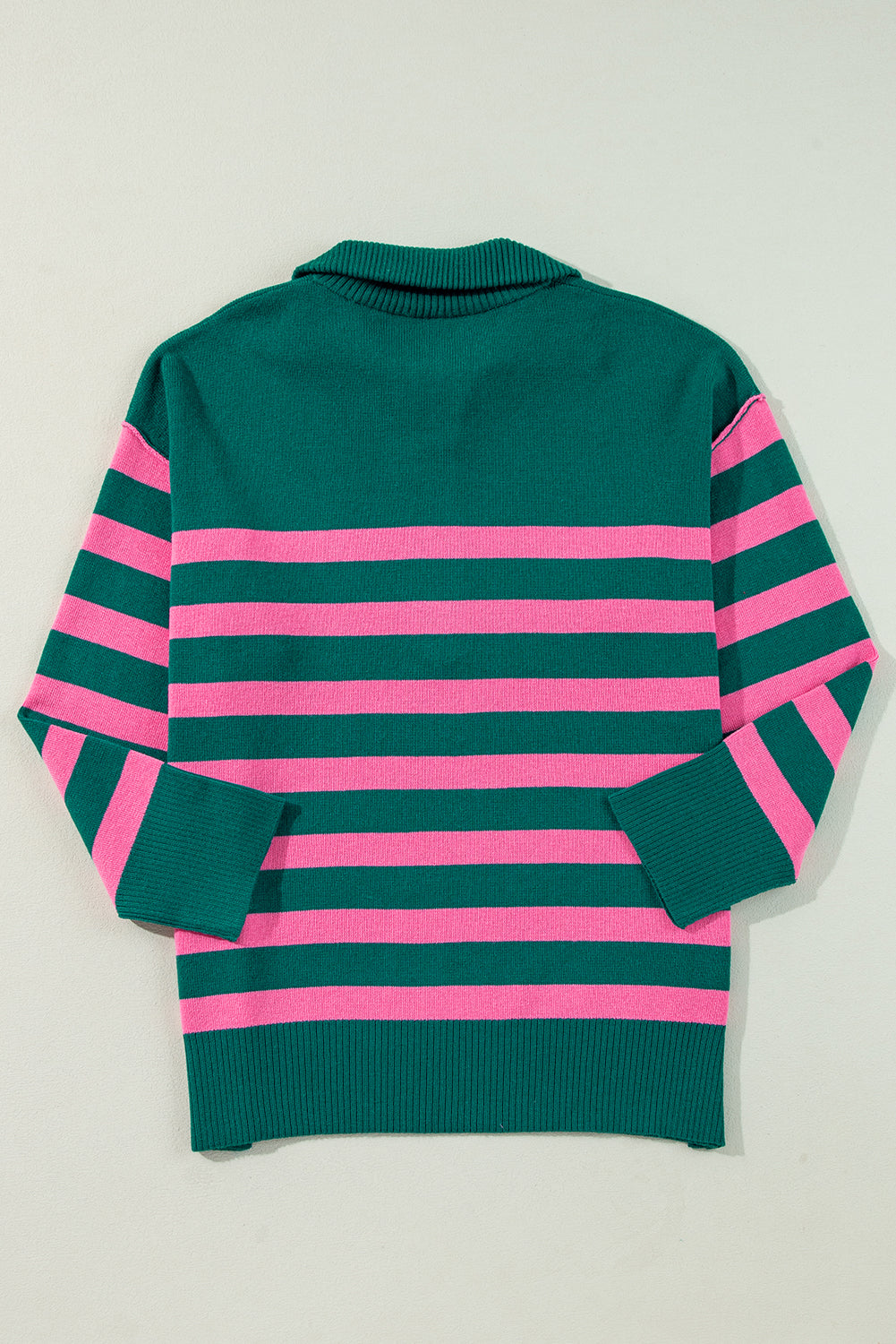 Green Collared Quarter Zipper Oversized Sweater eAura