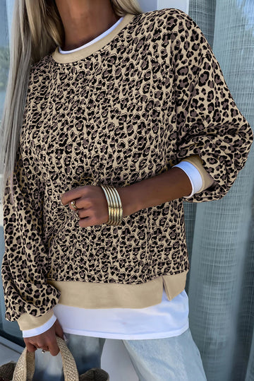 Parchment Leopard Print Crew Neck Sweatshirt eAura