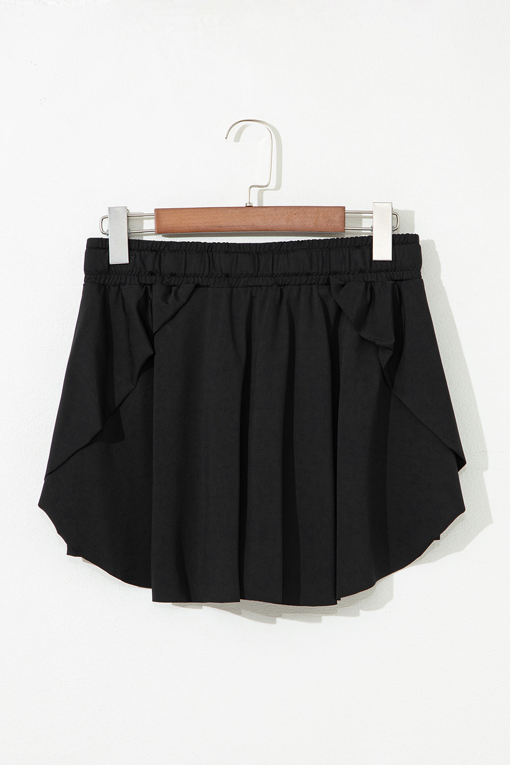 Black Drawstring High Waist Lined Tennis Skorts eAura