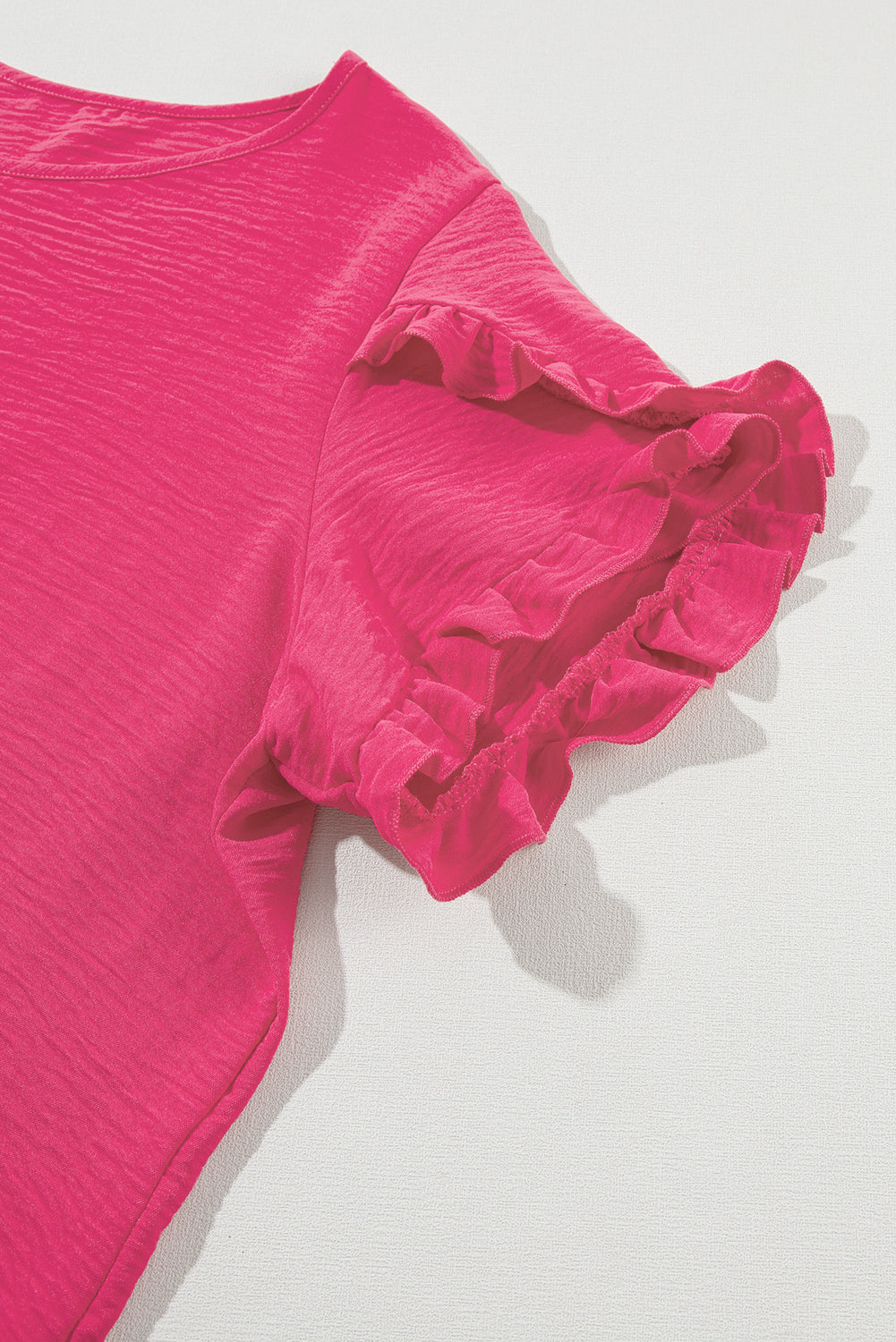 Bright Pink Ruffled Short Sleeve Plus Size Top BB Fashion Outlet