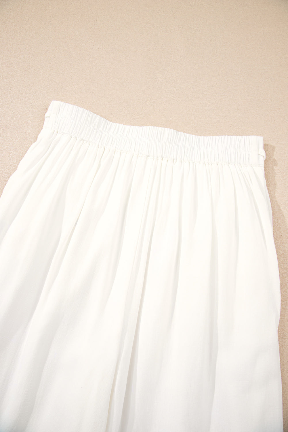 White Pleated Wide Leg Casual Trousers eAura