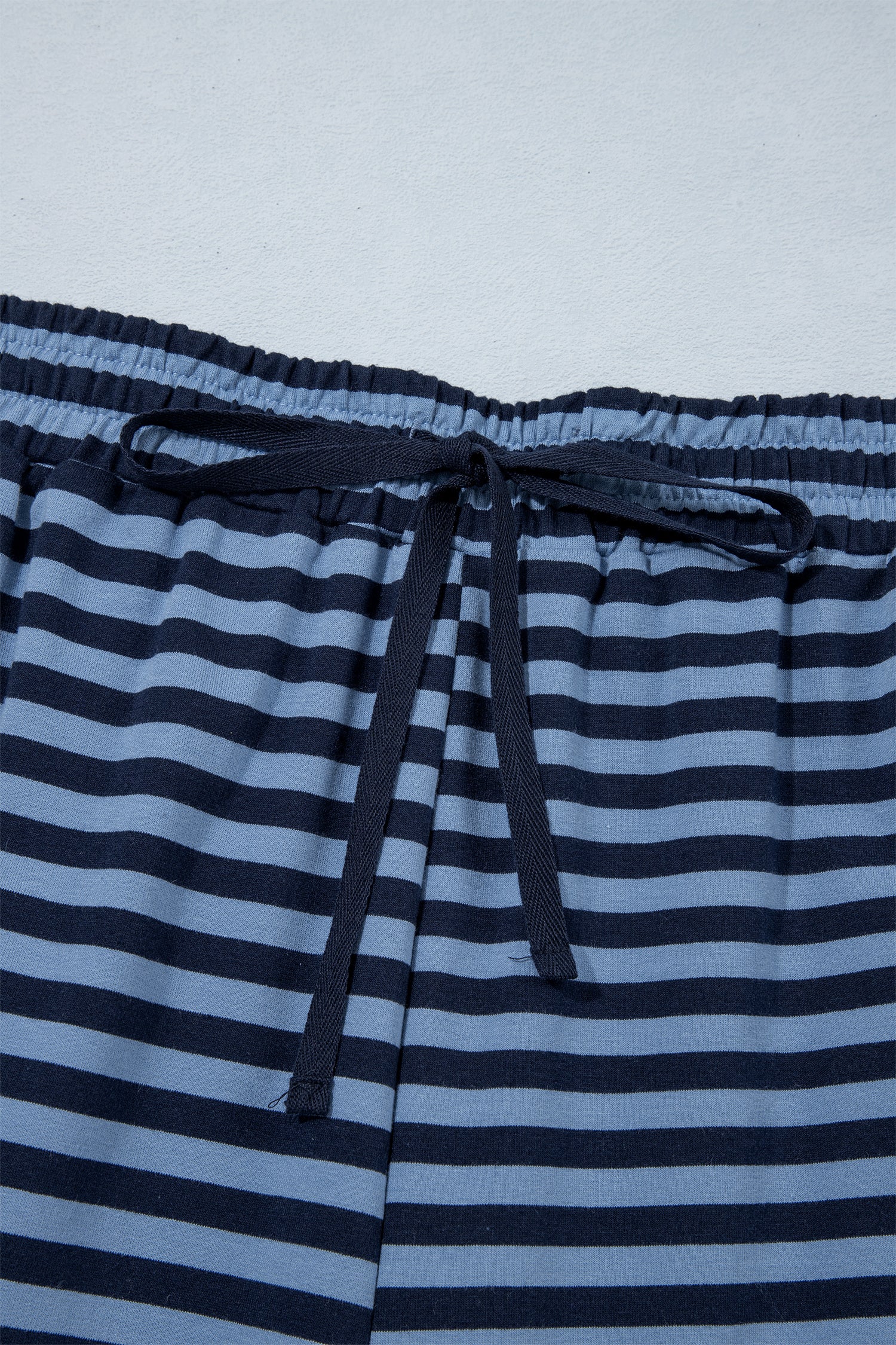 Long Sleeve Drawstring Waist Plus Size Lounge Pants Set – Blue Stripe