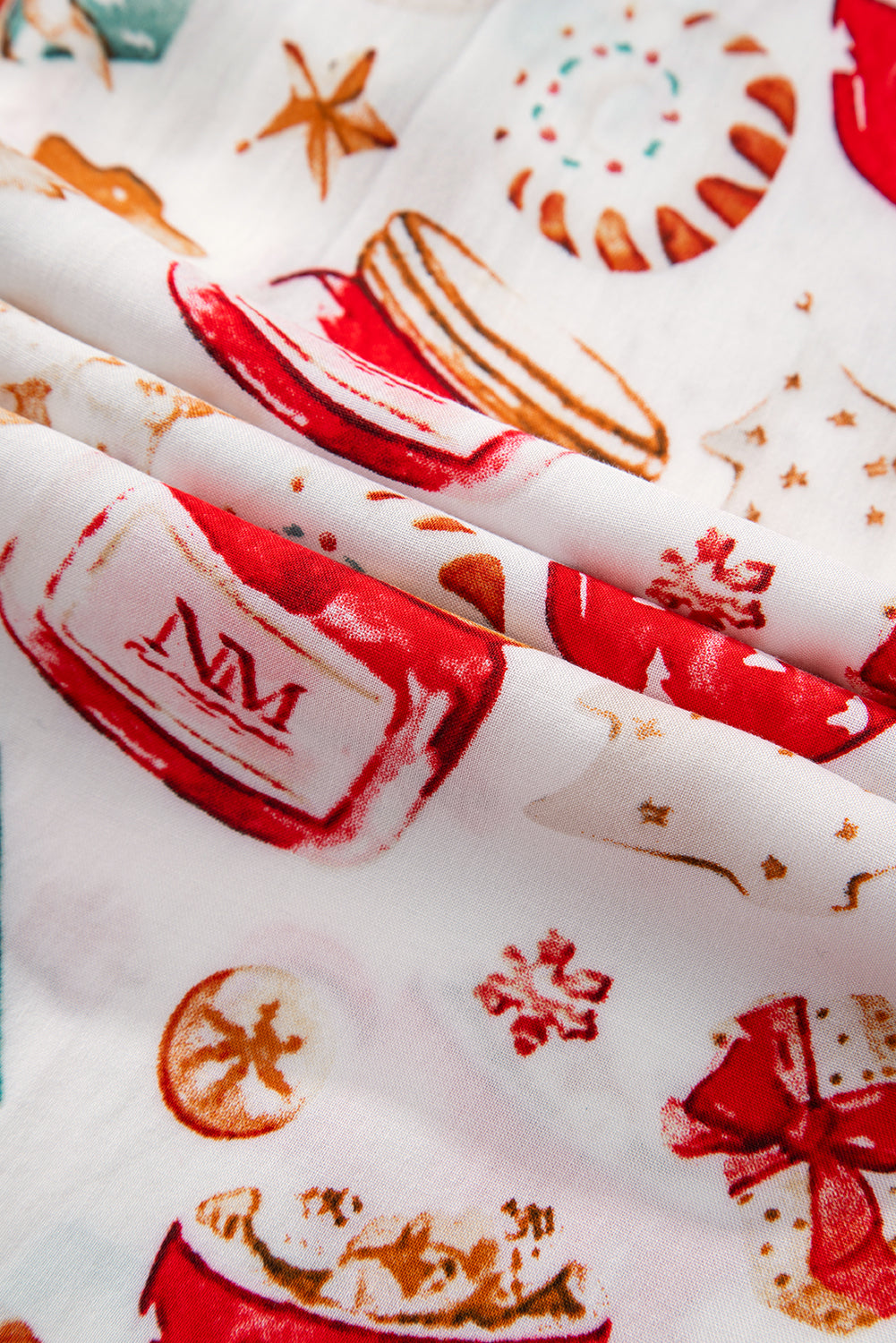 White Christmas Pattern Long Sleeve Shirt Pyjama Set eAura