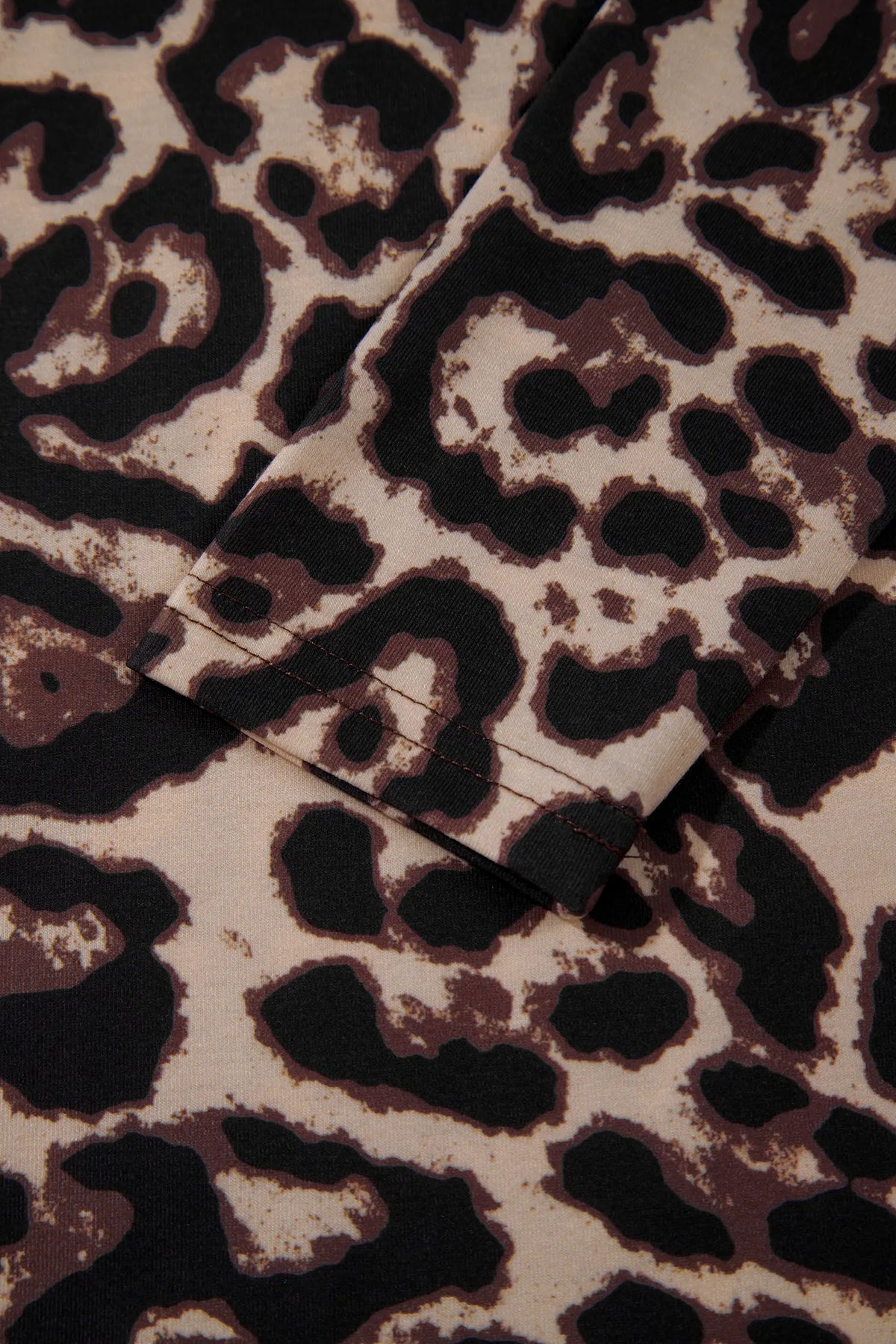 Leopard High Neck Long Sleeve Western Slim Top – Khaki