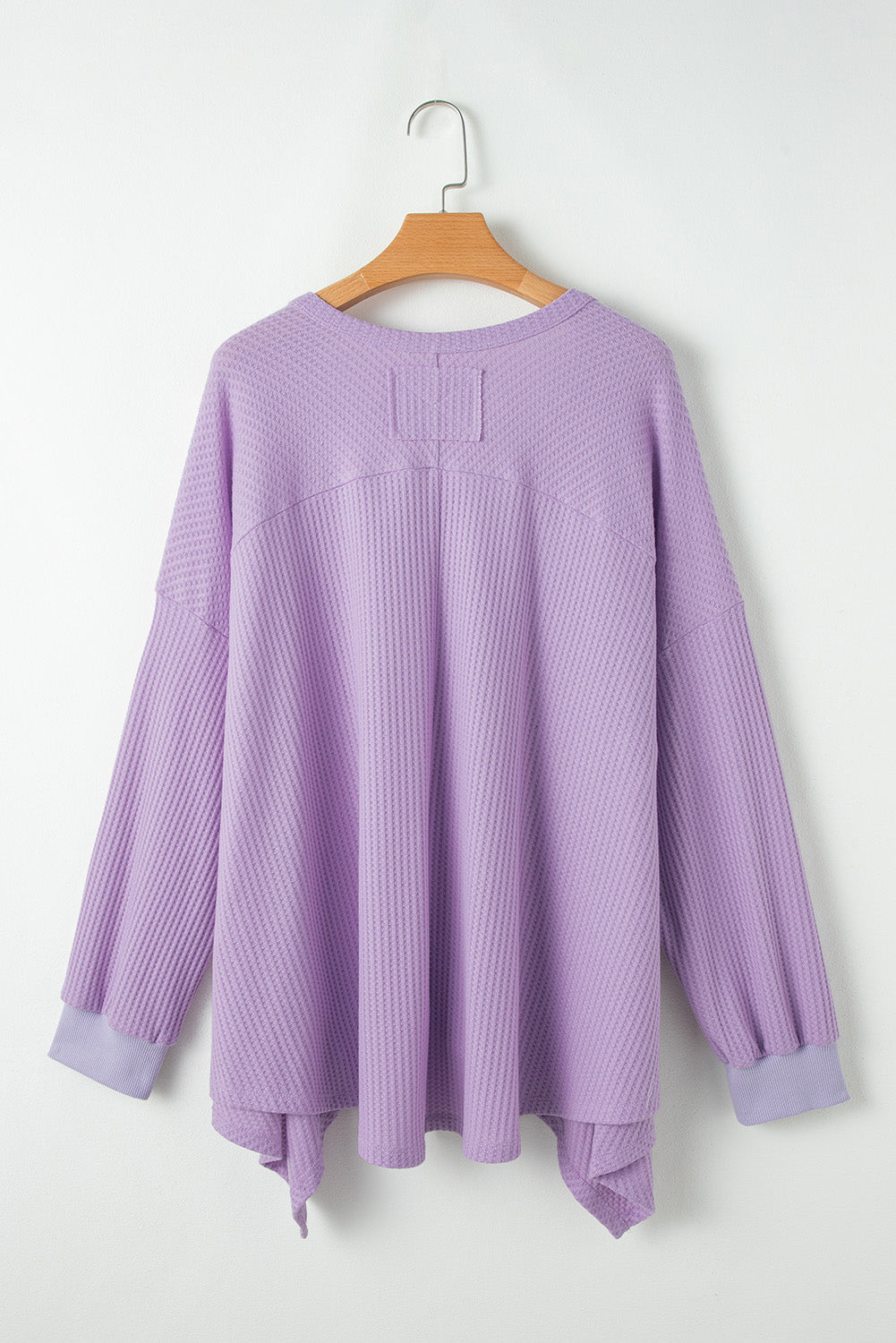 Orchid Petal Plus Size Waffle Knit Exposed Seam Flowy Top BB Fashion Outlet