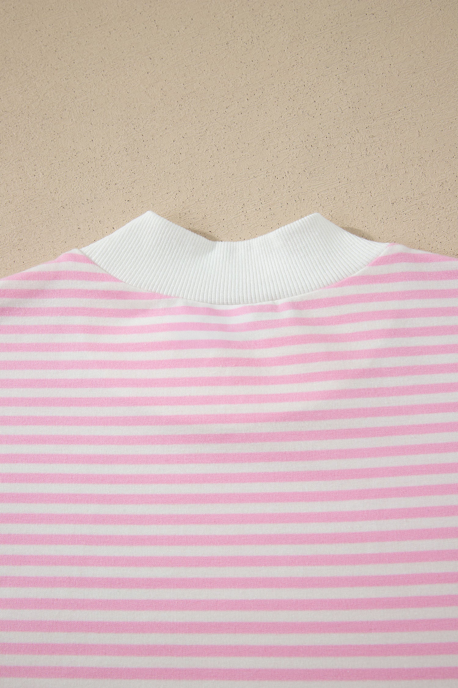 Stripe Cuffed Short Sleeve Contrast Mock Neck Tee Dress