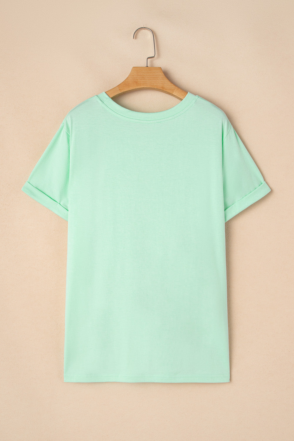 Iceland Blue Round Neck Rolled Sleeve Plus Size T-shirt BB Fashion Outlet