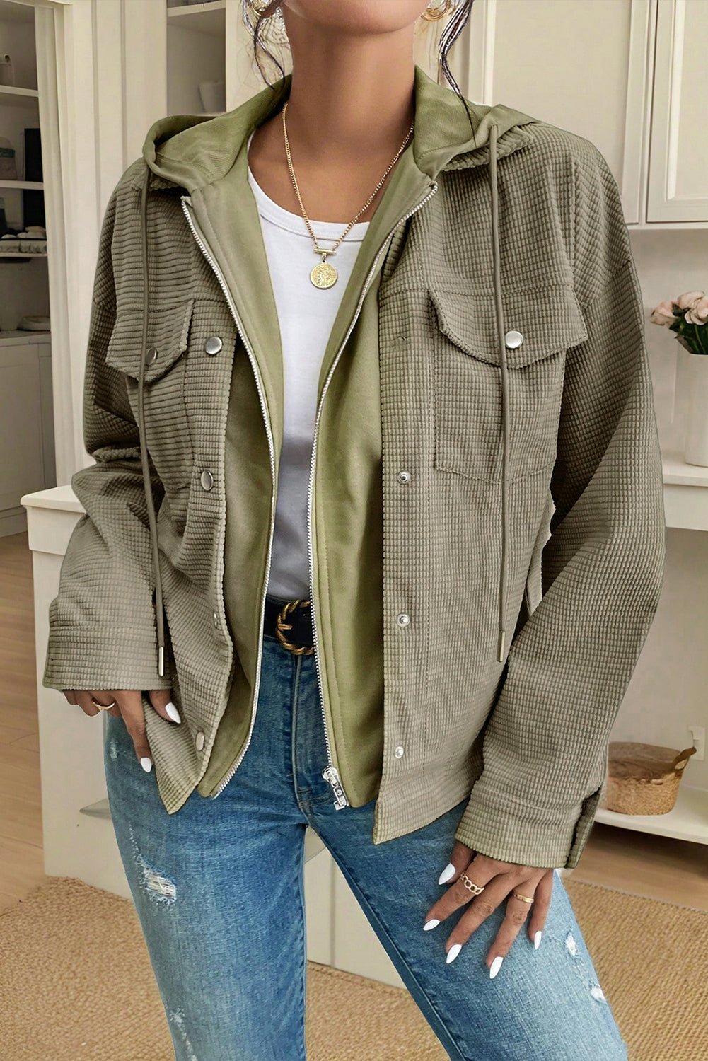 Textured Hooded Jacket - eAura