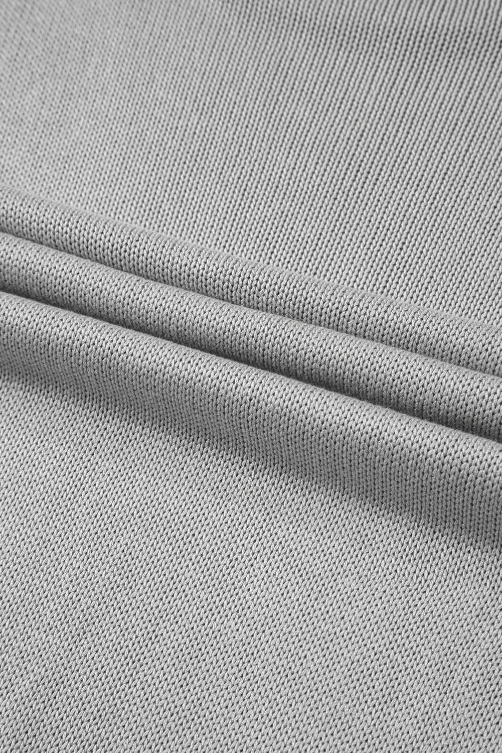 Grey Solid Colour Thumbhole Sleeve Ribbed Edge Sweater eAura