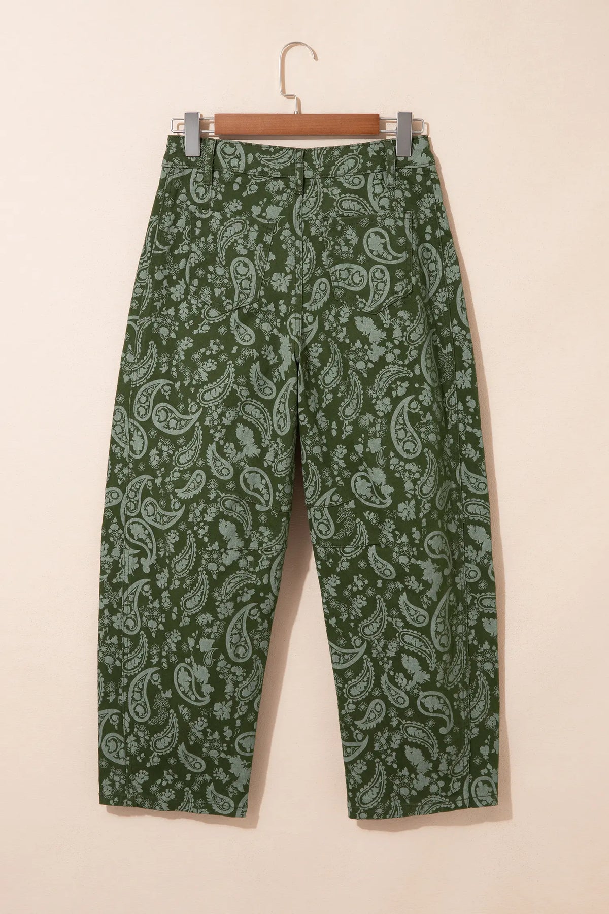 Paisley Print Harem Denim Pants – Green