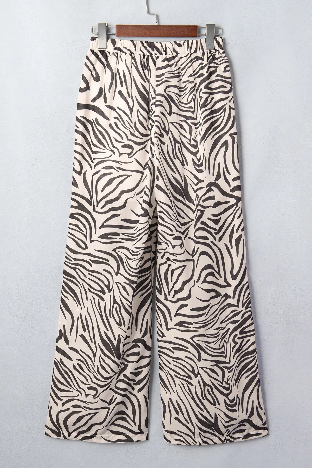 Western Print Zebra Pattern Elastic Waist Pocket Full-Length Pants – Multicolour