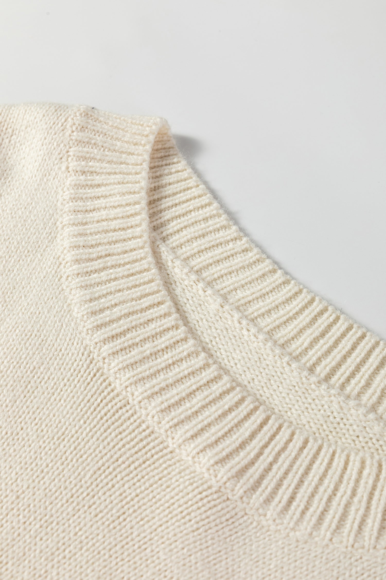 Embroidered Floral Sleeve Round Neck Loose Sweater - eAura