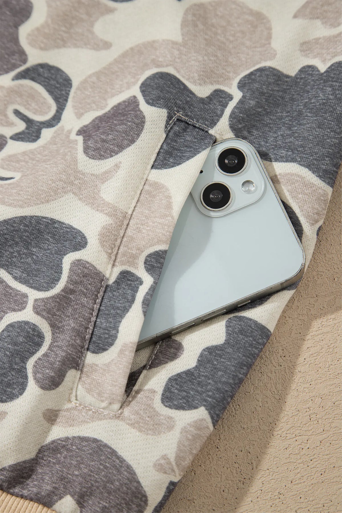 Camouflage Print Colour Block Trim Zip Bomber Sweatshirt – Multicolour