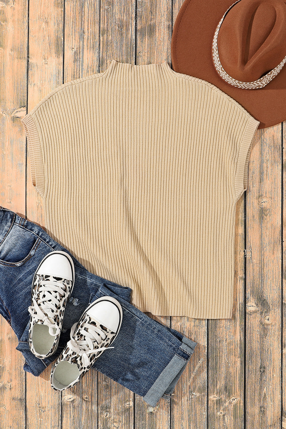 Black Patch Pocket Ribbed Knit Short Sleeve Sweater eAura