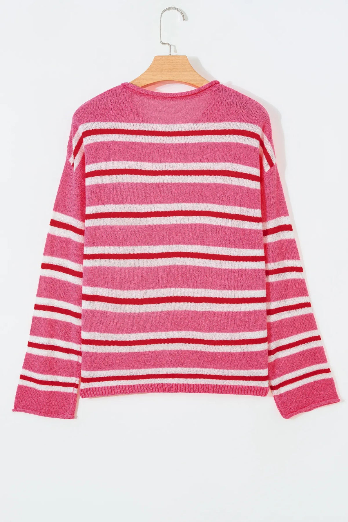 Striped Drop Shoulder Button Cardigan – Blue Stripe