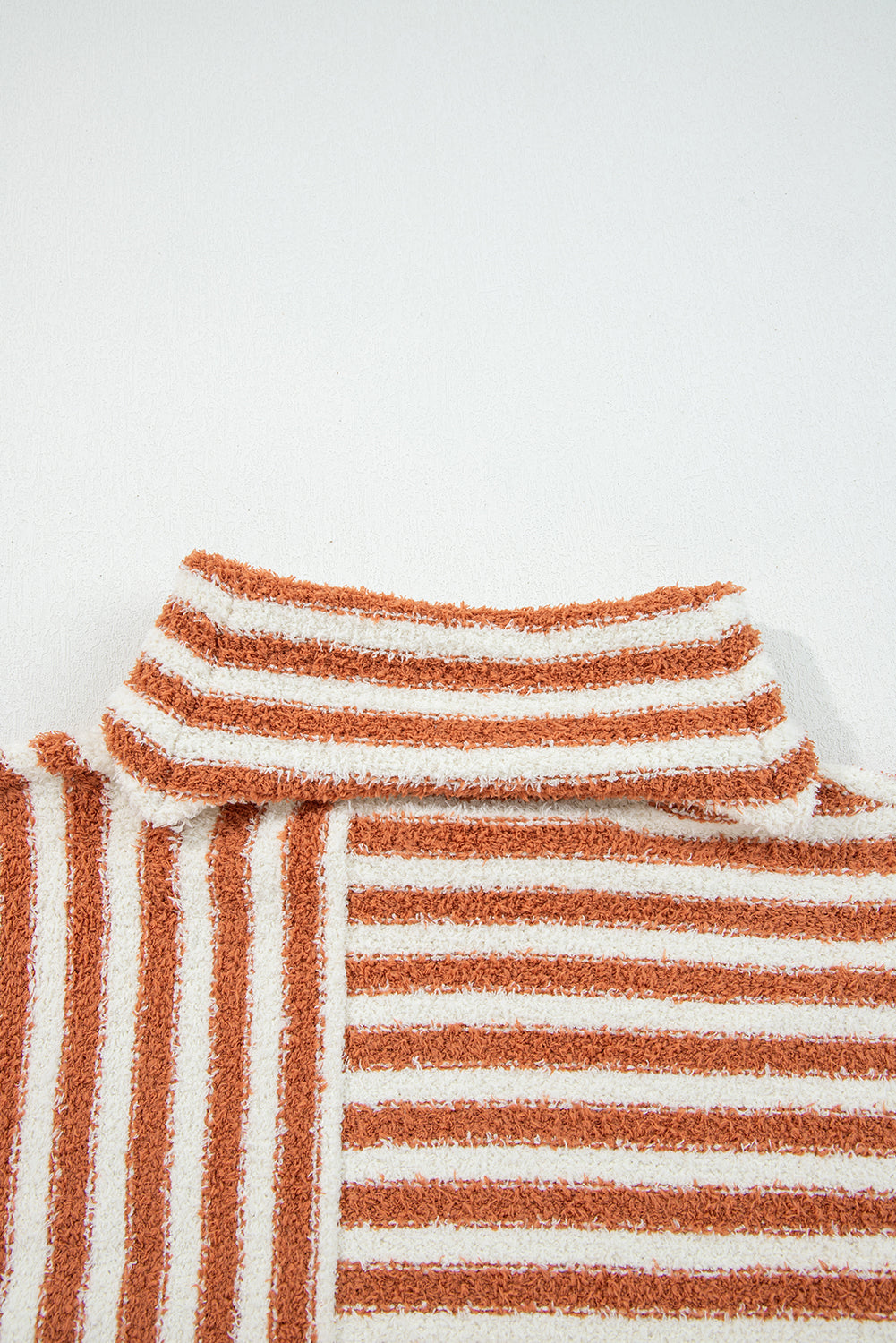 Orange Stripe Cowl Neck Drop Shoulder Sweater eAura