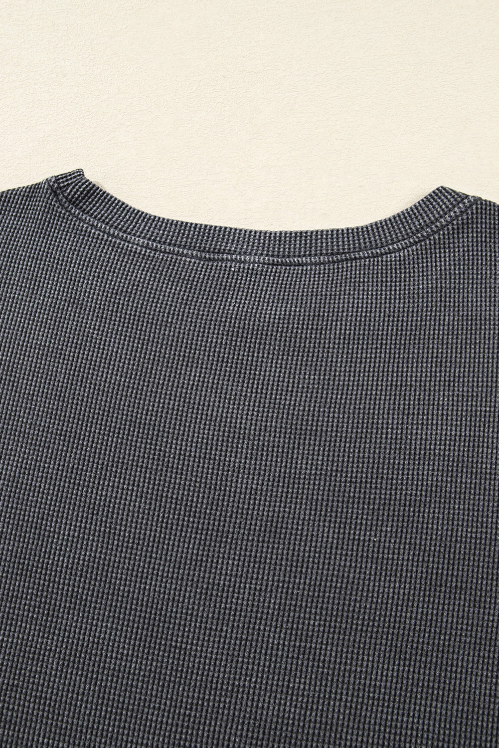 Waffle Textured Long Sleeve Loose Top eAura
