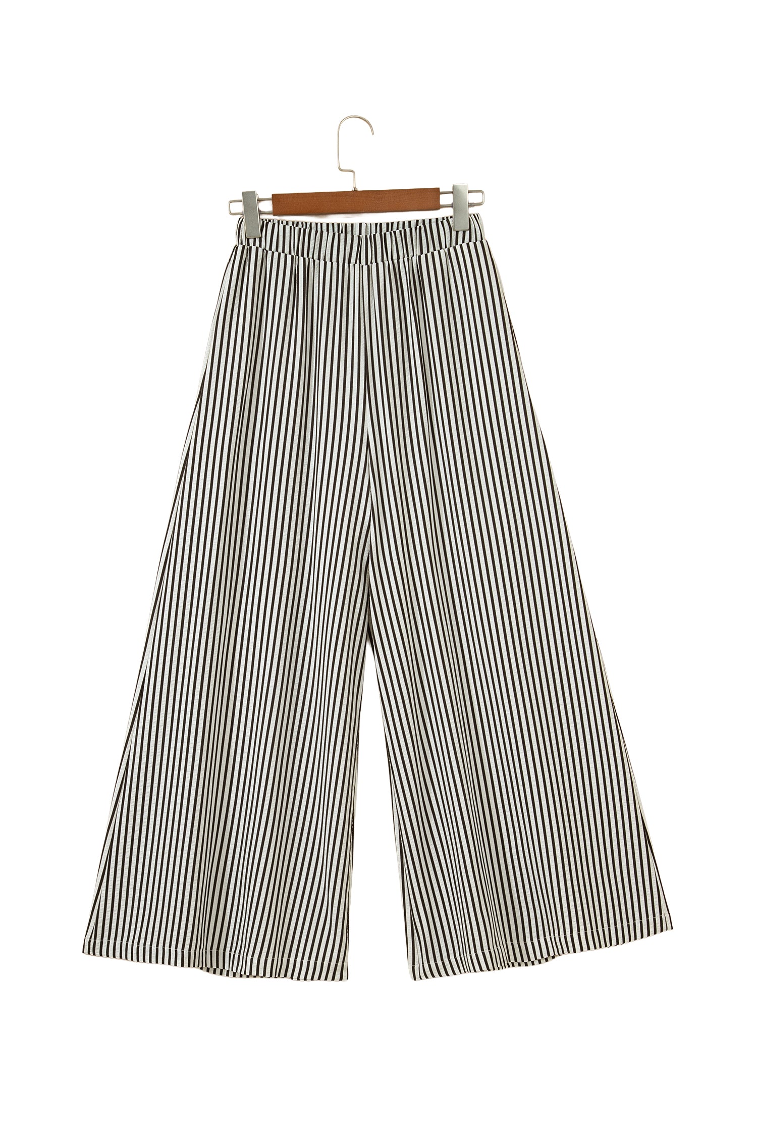 Black Stripe Ultra Wide Leg Trousers – Elastic Waist