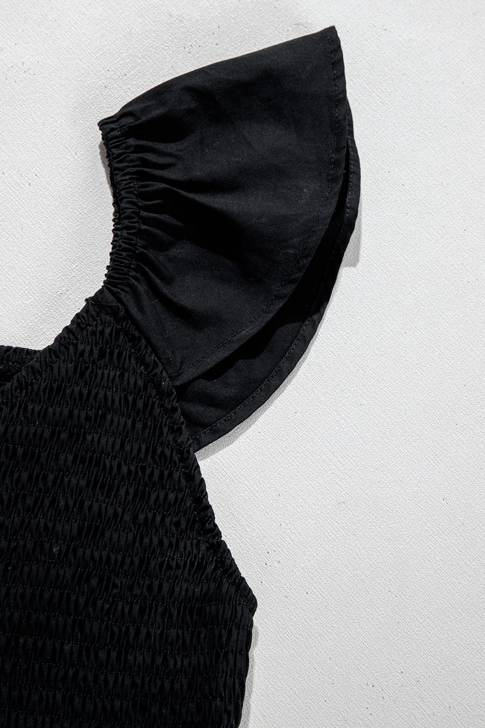 V Neck Flutter Sleeve Smocked Bodice High Waist Ruffle Maxi Dress eAura