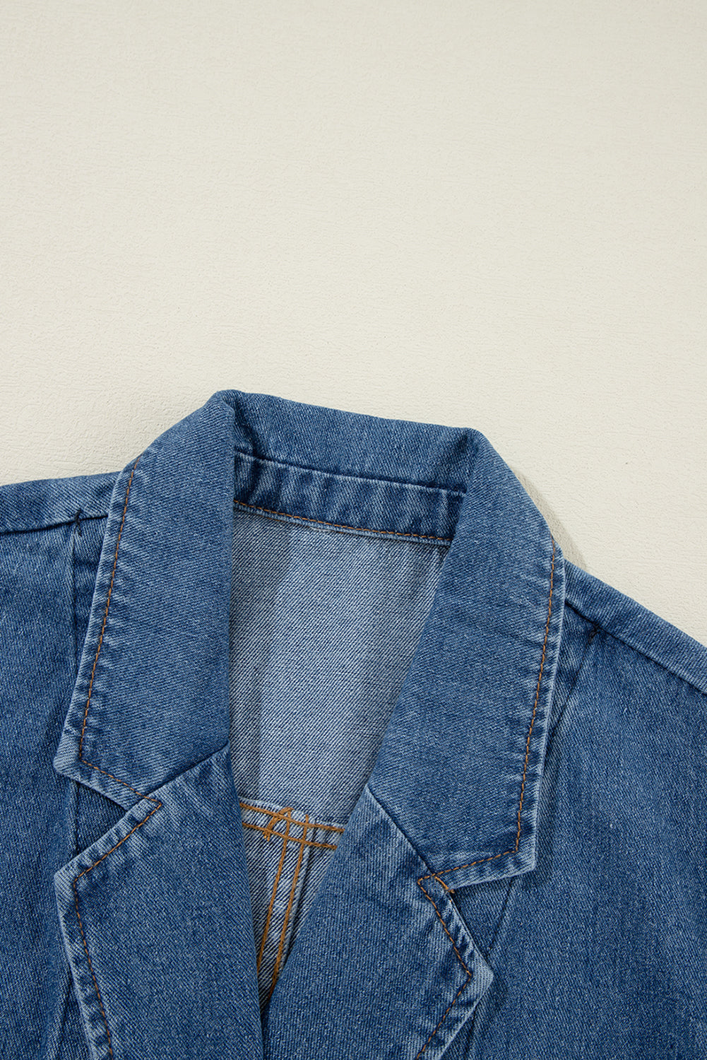 Sail Blue Side Pockets Lapel Collar Denim Jacket Beagle Boutique Fashion Outlet