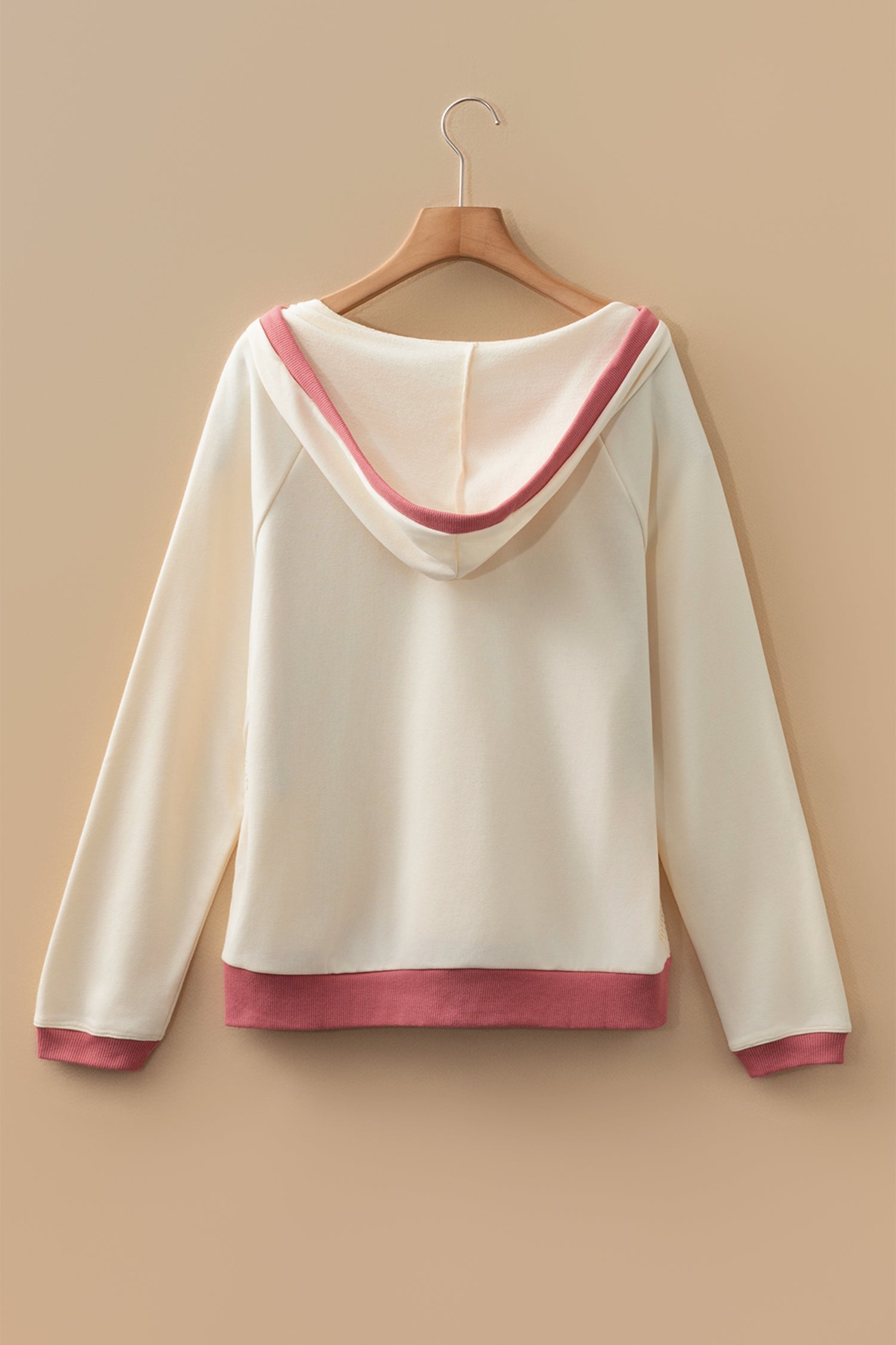 Contrast Trim Crochet Knit Exposed Seam Hoodie - eAura