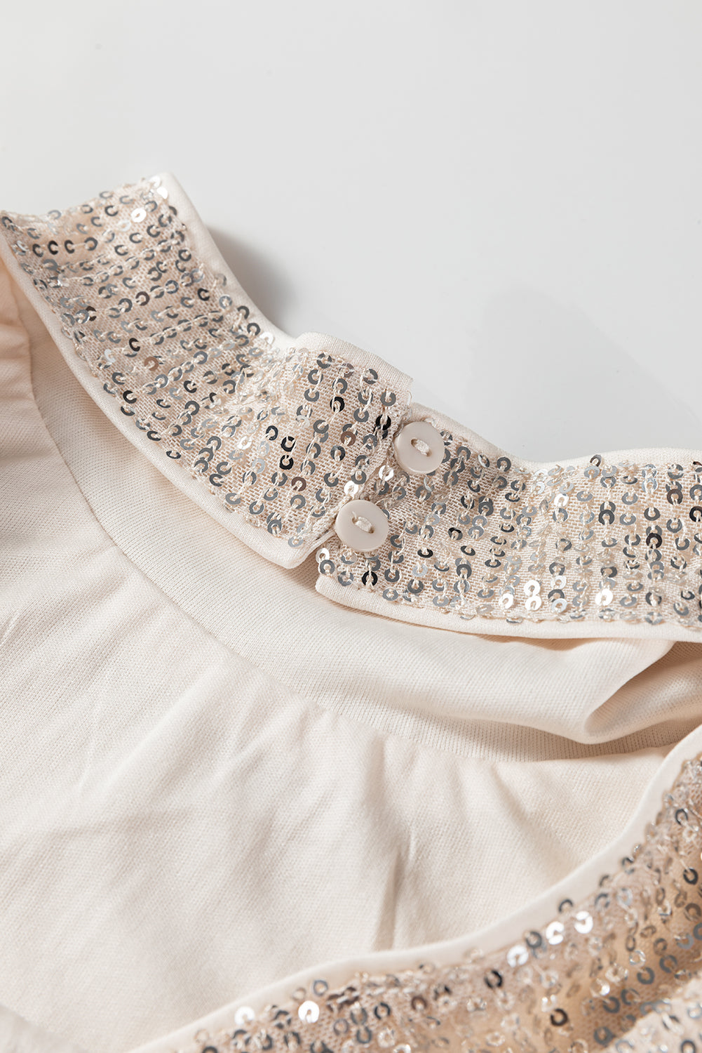 Sequin Mock Neck Drape Open Back Bell Sleeve Top - eAura