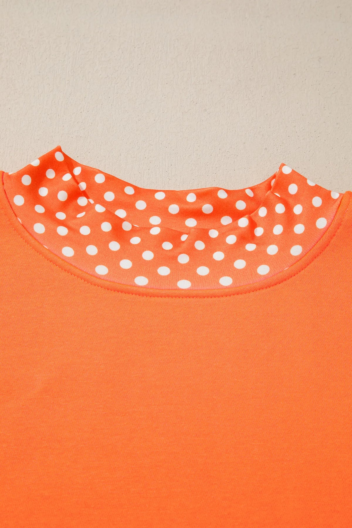 Polka Dot Patchwork Round Neck Plus Size Sweatshirt – Racing Red